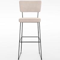 Kit 02 Banquetas Alta Para Cozinha Sala De Jantar Base Em Aço Allana L02 Suede Bege - 3