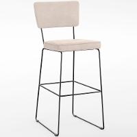 Kit 02 Banquetas Alta Para Cozinha Sala De Jantar Base Em Aço Allana L02 Suede Bege - 7