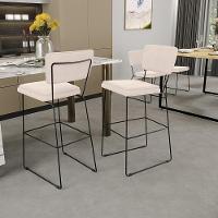 Kit 02 Banquetas Alta Para Cozinha Sala De Jantar Base Em Aço Allana L02 Suede Bege - 8