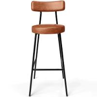 Banqueta Alta Bar Cozinha Sala De Jantar Estrutura Em Aço Milão L02 Couríssimo Camel - Lyam Decor