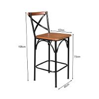 Kit 4 Banquetas Alta Industrial Paris Base Alumínio Com Encosto - Castanho - Marrom