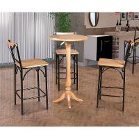 Conjunto Bistrô Industrial Mesa Com 3 Banquetas Alta Paris - Natural - Marrom - 1