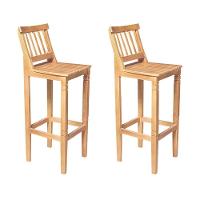 Kit 2 Banquetas Alta De Ripada Com Encosto Confort - Natural - Bege - 1