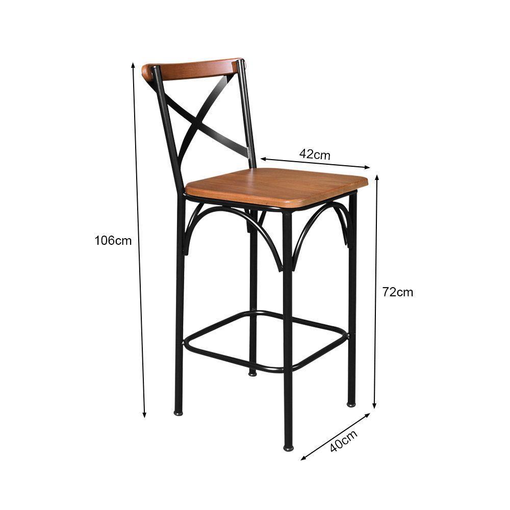 Conjunto Bistrô Industrial Mesa Com 3 Banquetas Alta Paris - Castanha - Marrom - 2