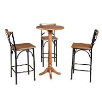 Conjunto Bistrô Industrial Mesa Com 3 Banquetas Alta Paris - Castanha - Marrom - 6