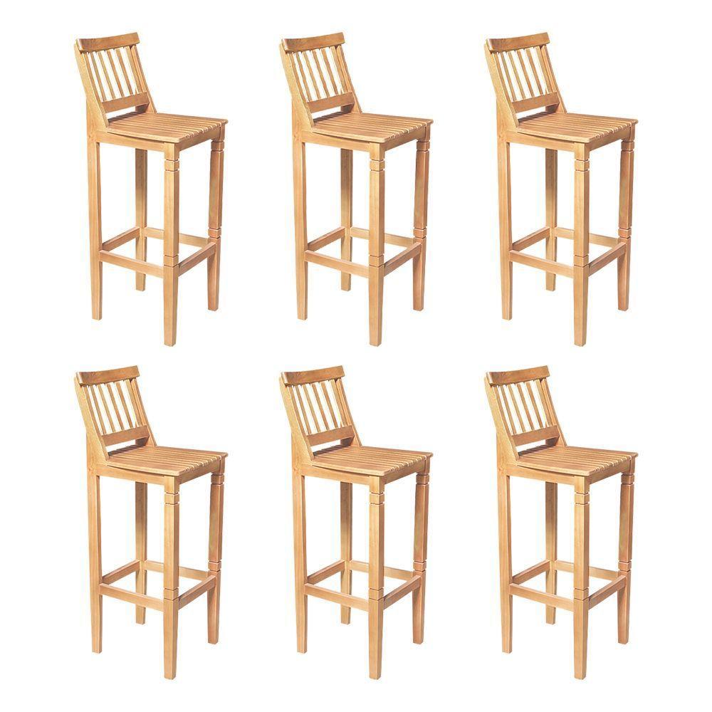 Kit 6 Banquetas Alta De Ripada Com Encosto Confort - Natural - Bege - 1