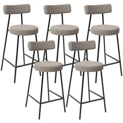Kit 05 Banquetas Baixa Para Cozinha Sala De Jantar Bar Bancada Milão L02 Bouclê Creme