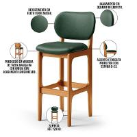 Banqueta Alta Bar Cozinha Sala Jantar Fixa Betta L02 Imbuia Facto Verde Musgo - Lyam Decor - 6
