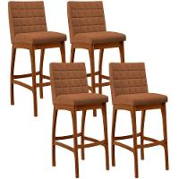 Kit 04 Banquetas Alta Para Cozinha Sala De Jantar Fixa Mila B04 Bouclê Terracota - 1