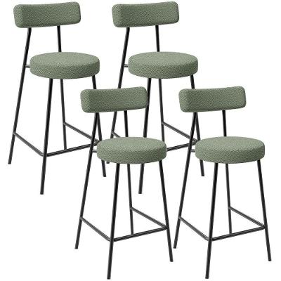 Kit 4 Banquetas Baixa Milão L02 Assento Poliéster Base Aço com Encosto Verde Moderno
