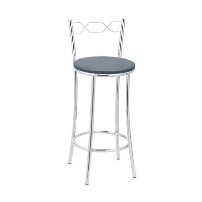 Kit 2 Banquetas Cromadas Assento Espuma D15 Treparoni Cinza