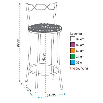 Kit 2 Banquetas Cromadas Assento Espuma D15 Treparoni Cinza