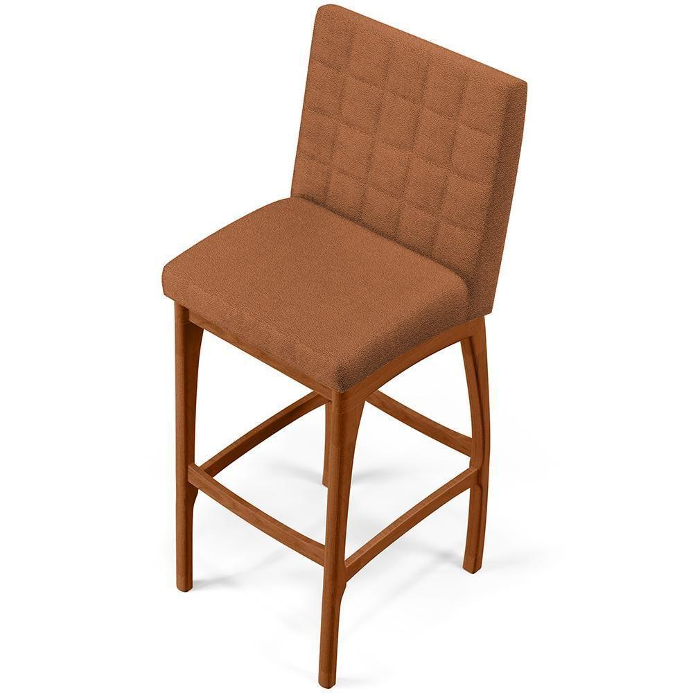 Kit 03 Banquetas Alta Para Cozinha Sala De Jantar Fixa Mila B04 Bouclê Terracota - 2
