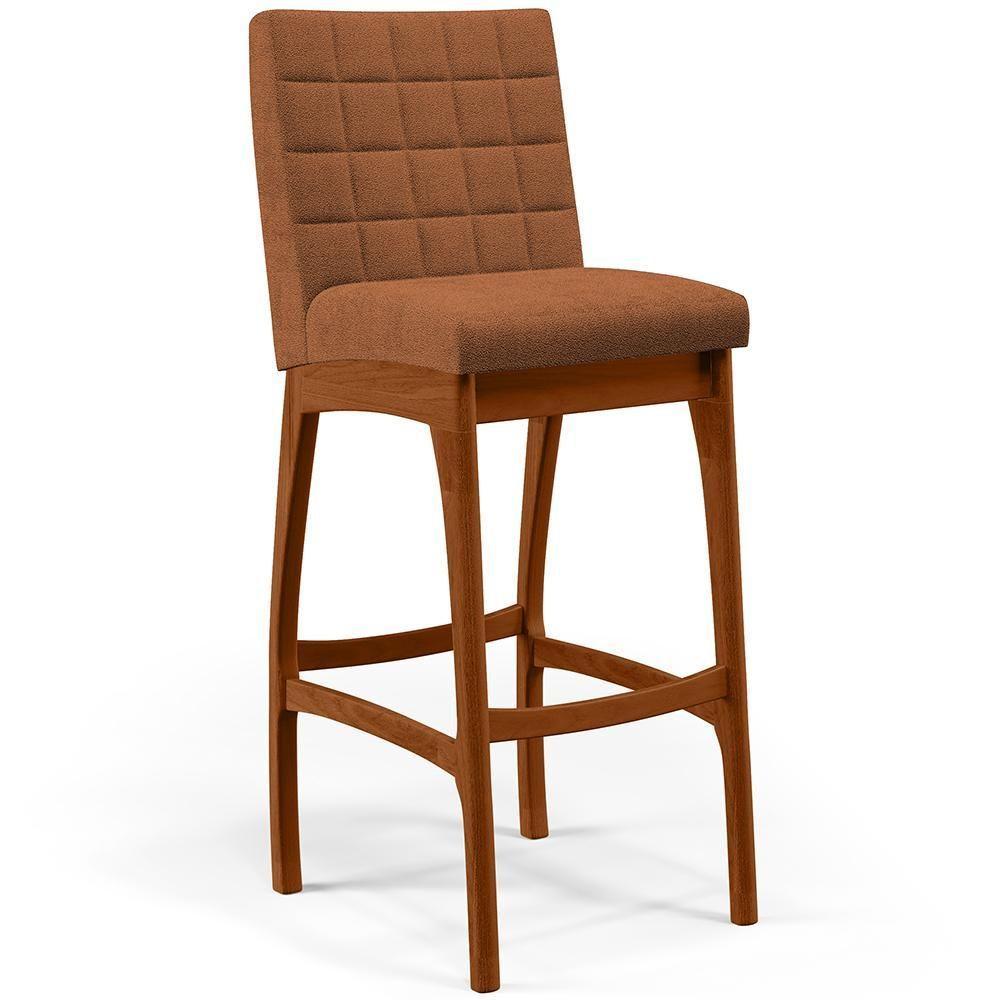 Kit 03 Banquetas Alta Para Cozinha Sala De Jantar Fixa Mila B04 Bouclê Terracota - 8