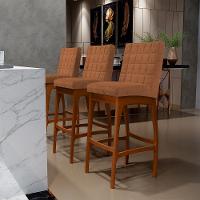 Kit 03 Banquetas Alta Para Cozinha Sala De Jantar Fixa Mila B04 Bouclê Terracota - 17