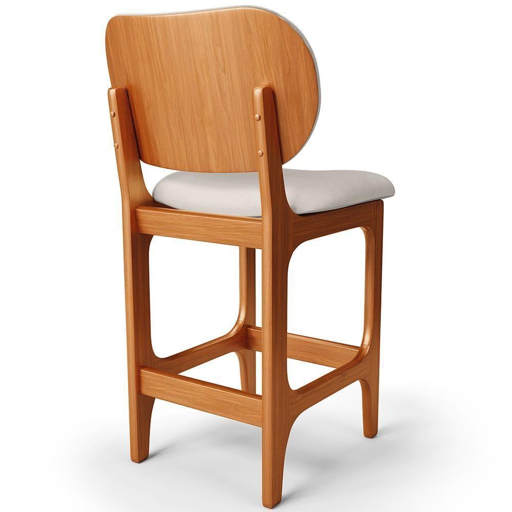 Kit 04 Banquetas Baixa Bar Cozinha E Sala De Jantar Fixa Betta L02 Imbuia Linho Cru - 2