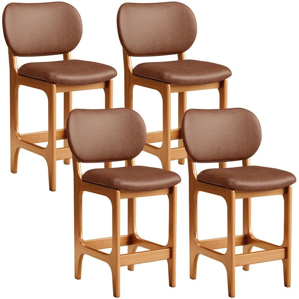 Kit 04 Banquetas Baixa Bar Cozinha E Sala De Jantar Fixa Betta L02 Imbuia Couríssimo Marrom - 1