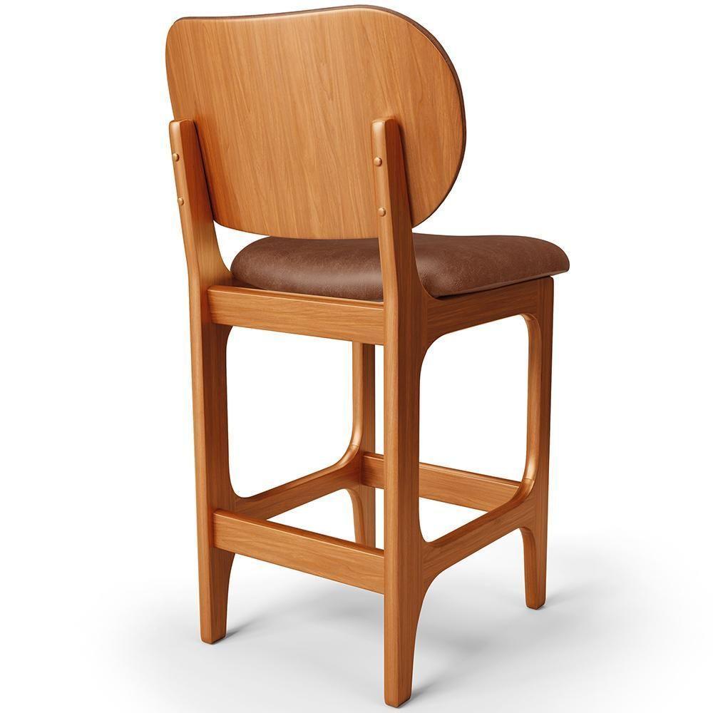 Kit 04 Banquetas Baixa Bar Cozinha E Sala De Jantar Fixa Betta L02 Imbuia Couríssimo Marrom - 2