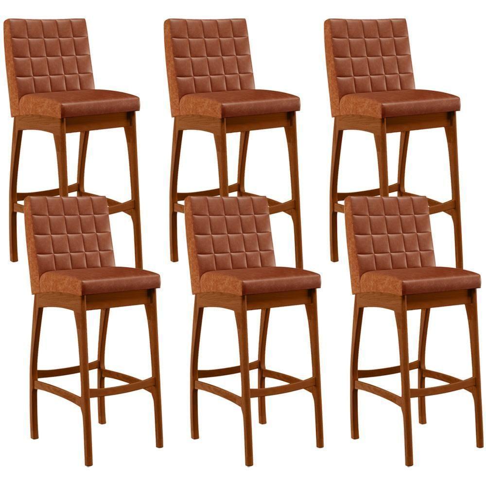 Kit 06 Banquetas Altas Mila Camel - 1