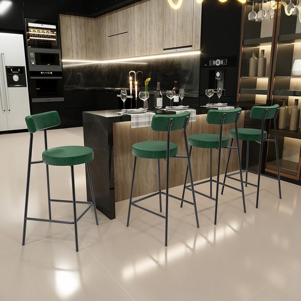 Kit 02 Banquetas Baixa Para Cozinha Sala De Jantar Bancada Milão L02 Facto Verde Musgo - 8