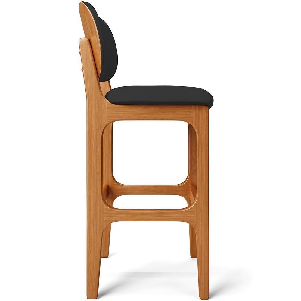 Kit 05 Banquetas Alta Para Cozinha Madeira Fixa Betta L02 Imbuia Facto Preto - 5