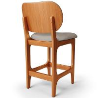 Kit 04 Banquetas Baixa Bar Cozinha E Sala De Jantar Fixa Betta L02 Imbuia Linho Bege - 2