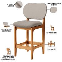 Kit 04 Banquetas Baixa Bar Cozinha E Sala De Jantar Fixa Betta L02 Imbuia Linho Bege - 6