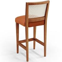 Kit 04 Banquetas Alta Para Cozinha Encosto Em Tela Branco Zion L02 Tecido Terracota - 2