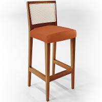 Kit 04 Banquetas Alta Para Cozinha Encosto Em Tela Branco Zion L02 Tecido Terracota - 7