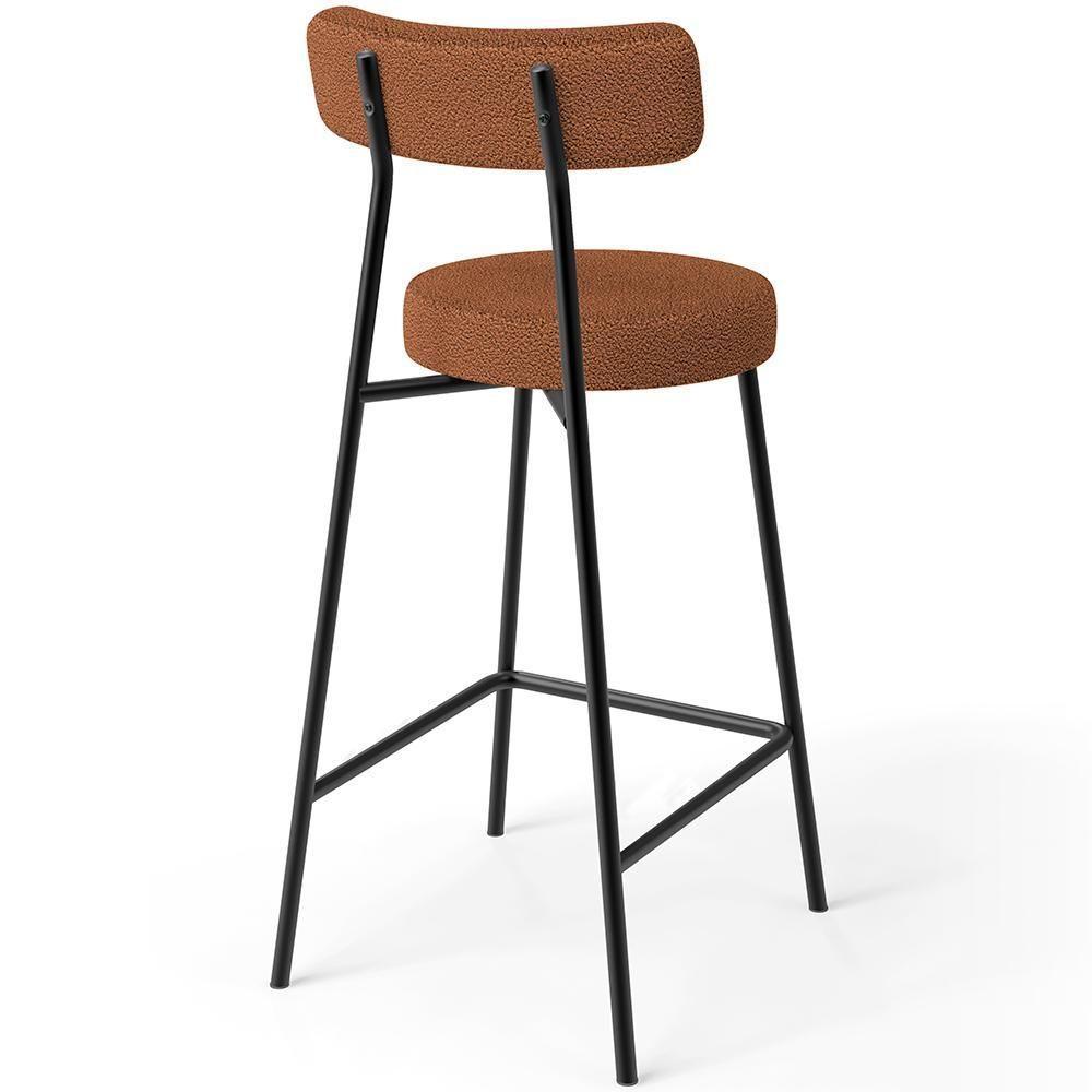 Kit 02 Banquetas Baixa Para Cozinha Sala De Jantar Bar Bancada Milão L02 Bouclê Terracota - 2