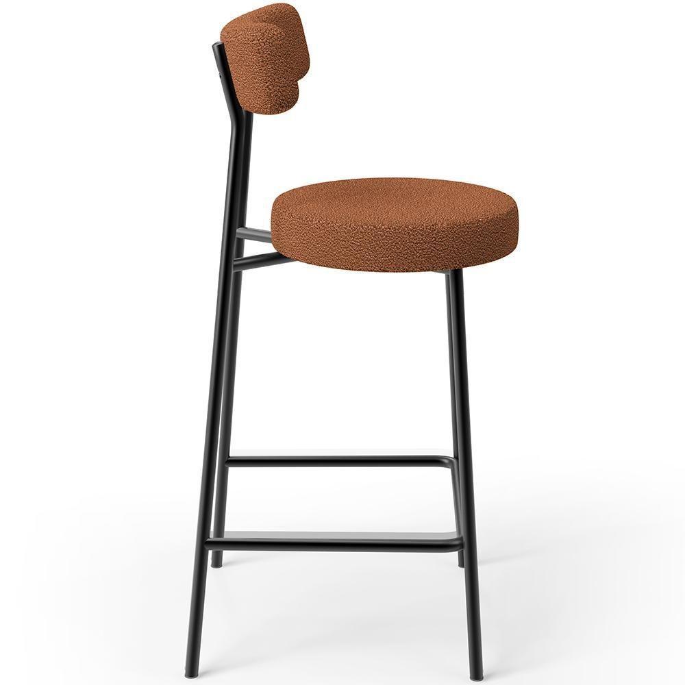 Kit 02 Banquetas Baixa Para Cozinha Sala De Jantar Bar Bancada Milão L02 Bouclê Terracota - 3