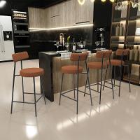 Kit 02 Banquetas Baixa Para Cozinha Sala De Jantar Bar Bancada Milão L02 Bouclê Terracota - 8