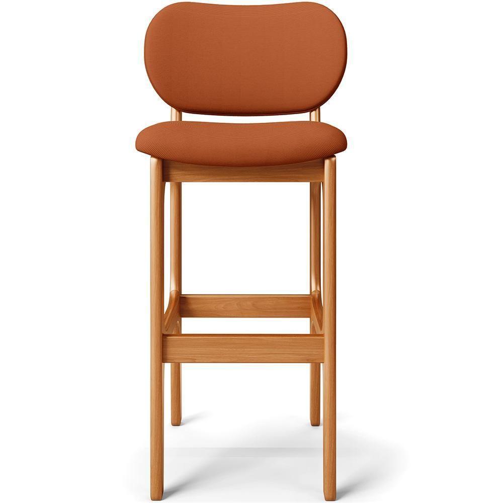 Kit 04 Banquetas Alta Bar Cozinha Sala Jantar Fixa Betta L02 Imbuia Tecido Terracota - 4