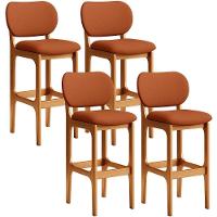 Kit 04 Banquetas Alta Bar Cozinha Sala Jantar Fixa Betta L02 Imbuia Tecido Terracota - 1