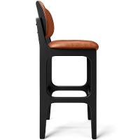 Banqueta Alta Para Cozinha Madeira Fixa Betta L02 Preto Couríssimo Camel - Lyam Decor - 2