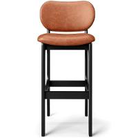 Banqueta Alta Para Cozinha Madeira Fixa Betta L02 Preto Couríssimo Camel - Lyam Decor