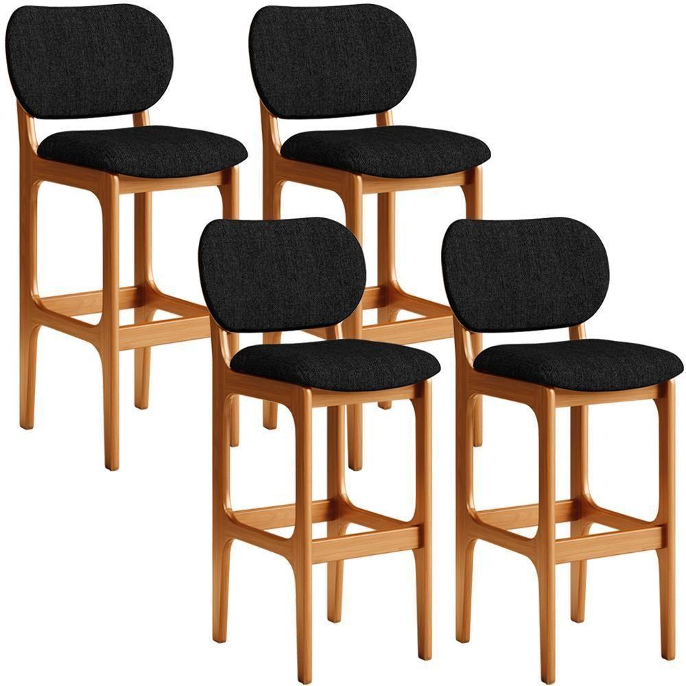 Kit 4 Banquetas Alta Cozinha Betta L02 Imbuia Chumbo - 1