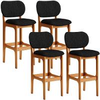 Kit 4 Banquetas Alta Cozinha Betta L02 Imbuia Chumbo - 1