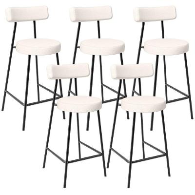 Kit 05 Banquetas Baixa Para Cozinha Sala De Jantar Bancada Milão L02 Linho Cru