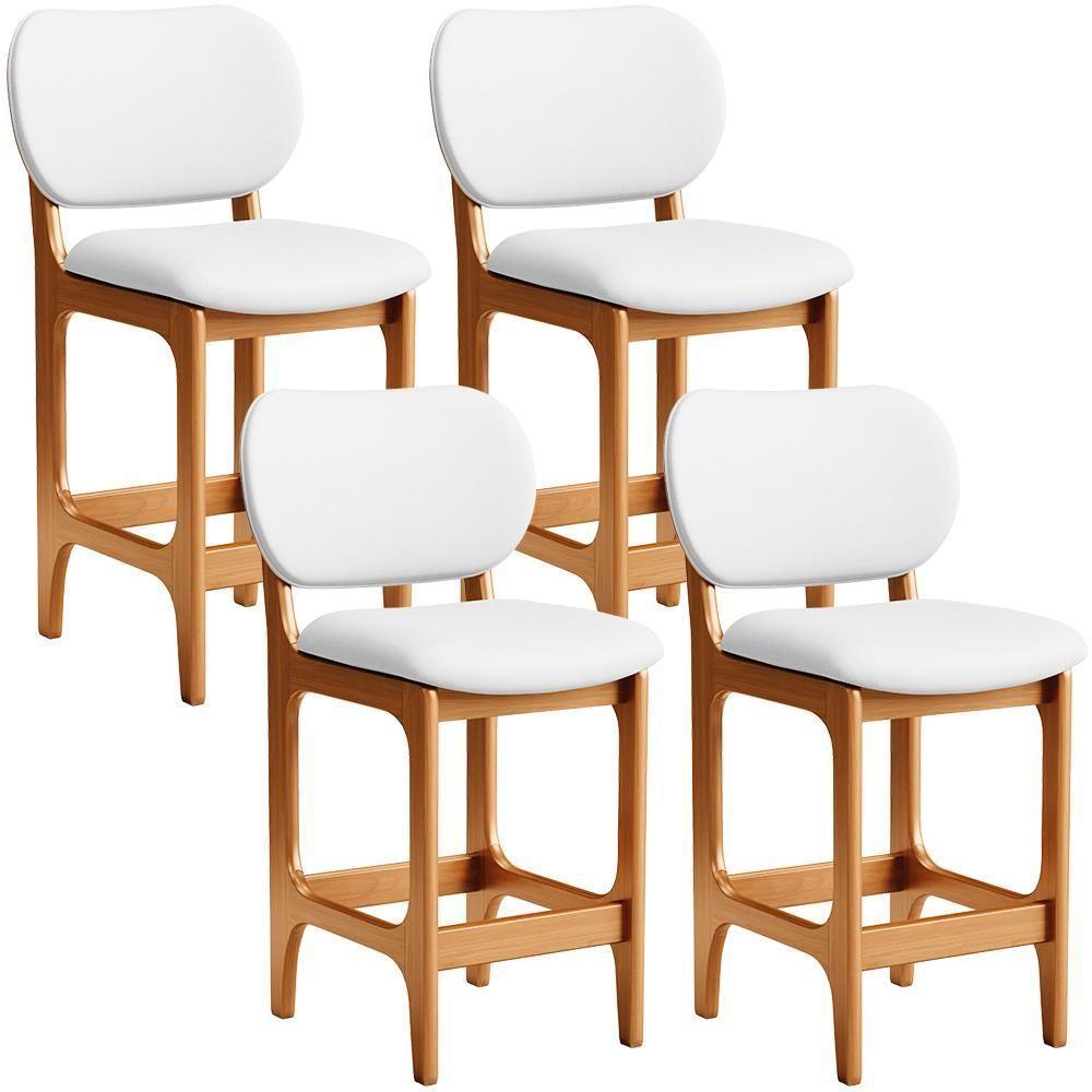 Kit 04 Banquetas Baixa Bar Cozinha E Sala De Jantar Fixa Betta L02 Imbuia Facto Branco - 1