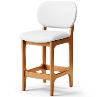 Kit 04 Banquetas Baixa Bar Cozinha E Sala De Jantar Fixa Betta L02 Imbuia Facto Branco - 7