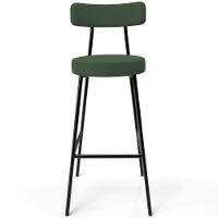 Kit 04 Banquetas Baixa Bar Cozinha Sala De Jantar Estrutura Em Aço Milão L02 Suede Verde Musgo