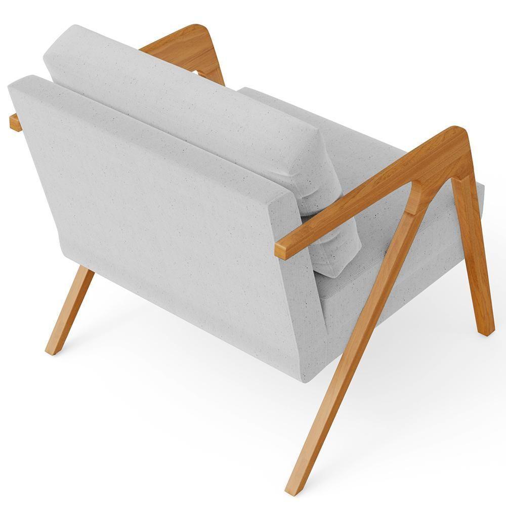 Kit 02 Poltronas Estrutura De Madeira L02 Linho Cinza - 2