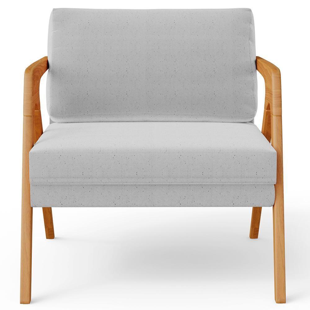 Kit 02 Poltronas Estrutura De Madeira L02 Linho Cinza - 4