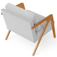 Kit 02 Poltronas Estrutura De Madeira L02 Linho Cinza - 2