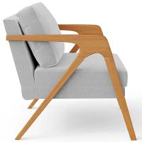 Kit 02 Poltronas Estrutura De Madeira L02 Linho Cinza - 3