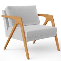 Kit 02 Poltronas Estrutura De Madeira L02 Linho Cinza - 7