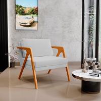 Kit 02 Poltronas Estrutura De Madeira L02 Linho Cinza - 8