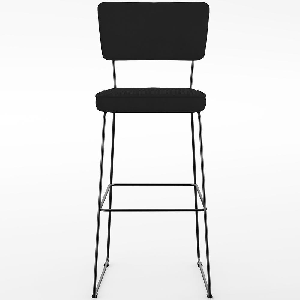 Kit 02 Banquetas Alta Para Cozinha Sala De Jantar Base Em Aço Allana L02 Suede Preto - 4