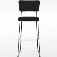 Kit 02 Banquetas Alta Para Cozinha Sala De Jantar Base Em Aço Allana L02 Suede Preto